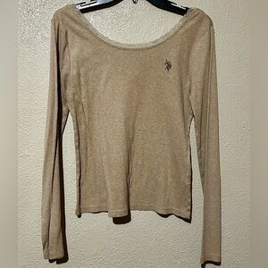 U.S. Polo Assn. Women's Beige Long Sleeve Top